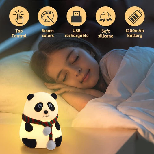 🐼 Rechargeable Silicone Panda Night Light for Kids | 7-Color LED Changing Lamp | Soft, Safe & Adorable Room Decor