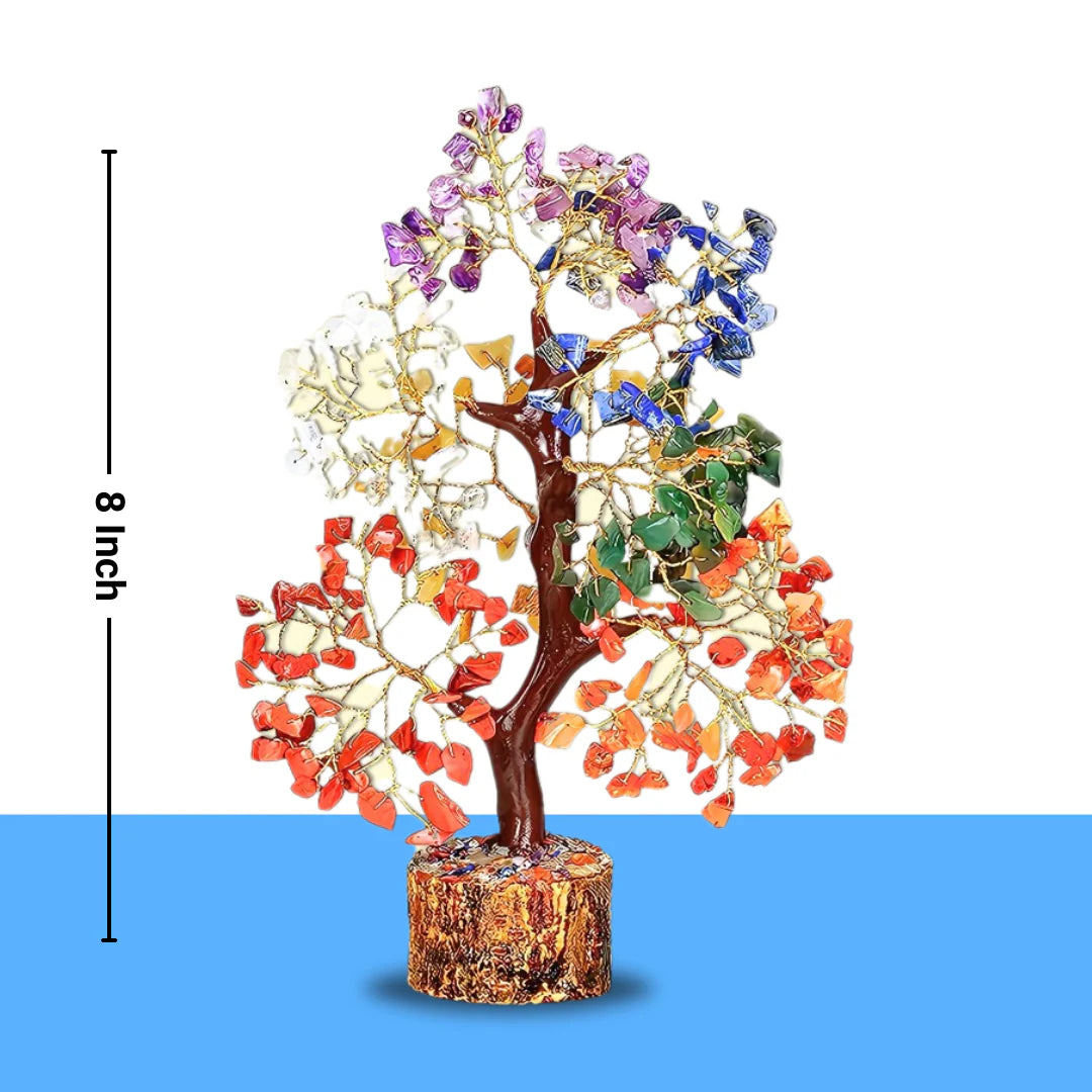 ✨ Glow-in-the-Dark 7 Chakra Crystal Tree(With Certificate) - |300 Beads | Handcrafted Spiritual Decor ✨