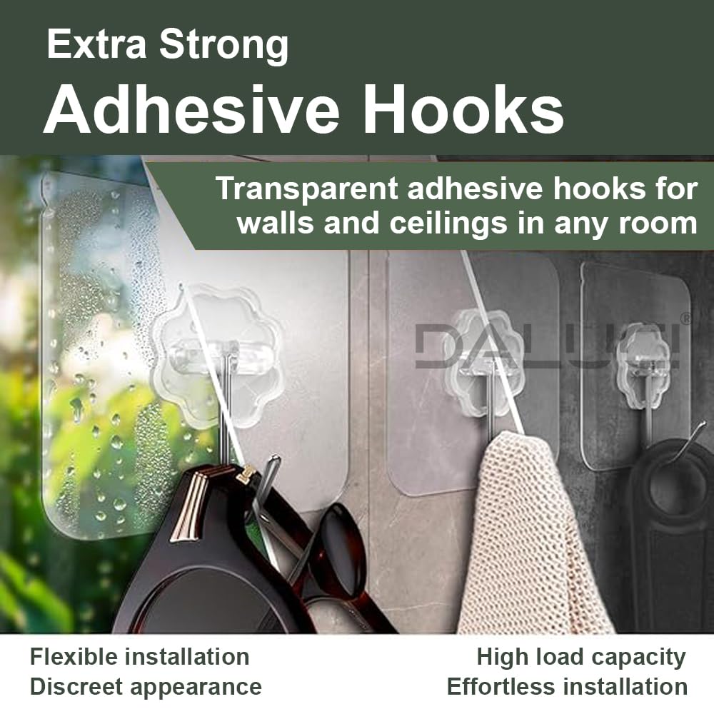🪝 PVC Transparent Wall Hooks (Pack of 20) | Heavy-Duty Adhesive Hooks for Home & Kitchen – No Drilling Required