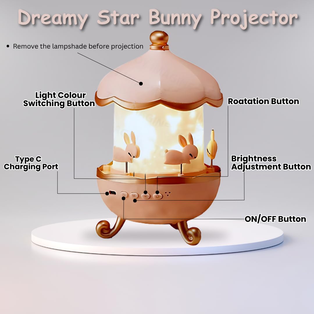 🌟 Toy Imagine 360° Rotating Rabbit Sky Night Projector Lamp – Magical Lights for Kids