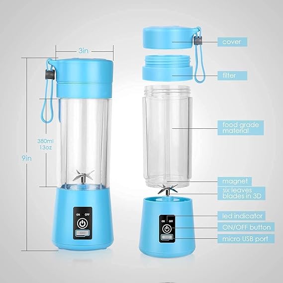 ⚡ Portable 6-Blade USB Rechargeable Juicer Blender | Personal Smoothie & Juice Maker