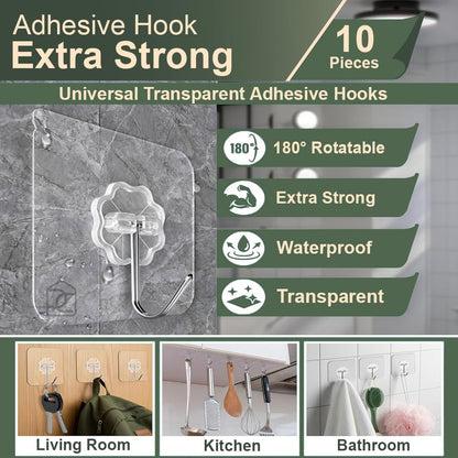 🪝 PVC Transparent Wall Hooks (Pack of 20) | Heavy-Duty Adhesive Hooks for Home & Kitchen – No Drilling Required