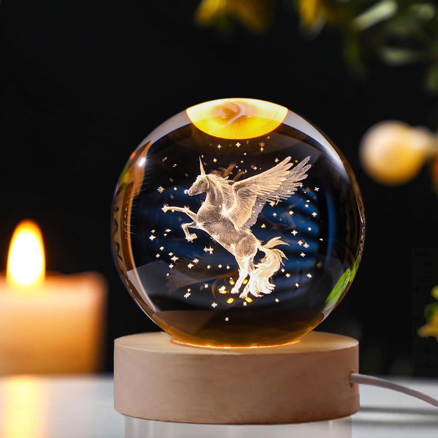 🐎 3D Horse Crystal Ball Light | Premium Night Lamp & Gift Piece