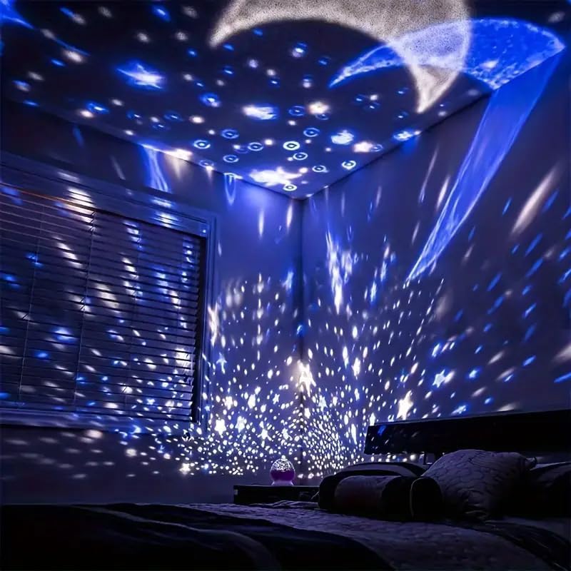 🌌 Plastic Star Master Galaxy Night Projector Lamp | 360° Rotating LED Night Light for Kids, Bedroom & Home Décor