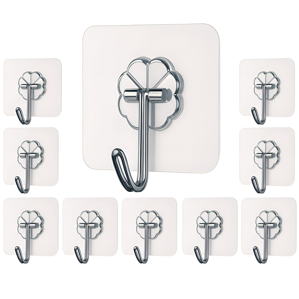 🪝 PVC Transparent Wall Hooks (Pack of 20) | Heavy-Duty Adhesive Hooks for Home & Kitchen – No Drilling Required