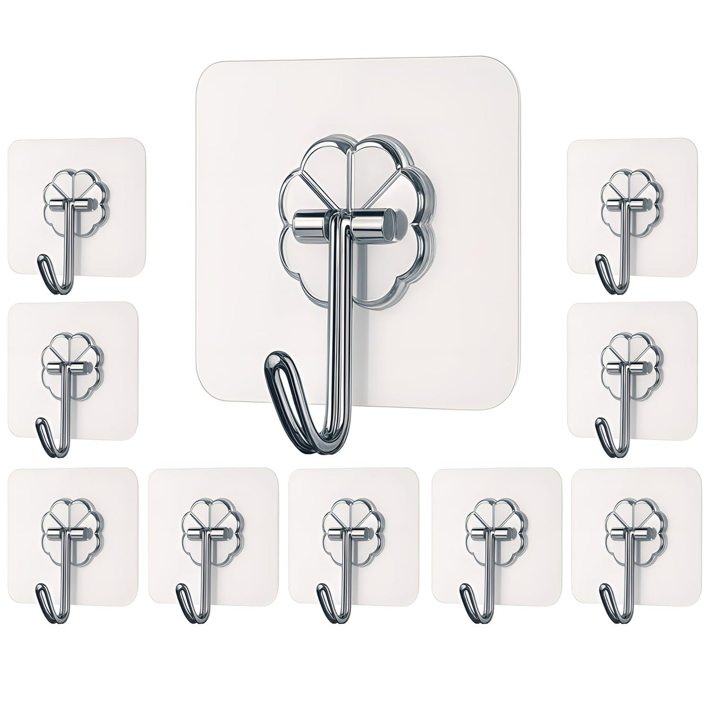 🪝 PVC Transparent Wall Hooks (Pack of 20) | Heavy-Duty Adhesive Hooks for Home & Kitchen – No Drilling Required