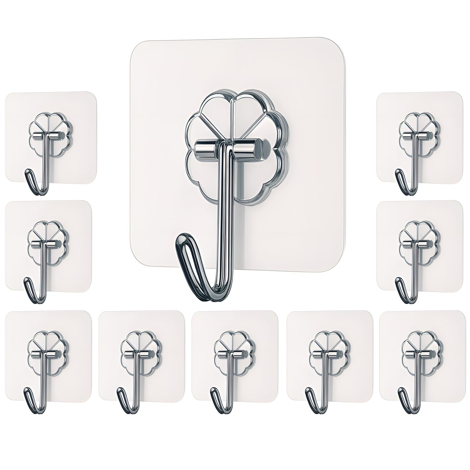 🪝 PVC Transparent Wall Hooks (Pack of 20) | Heavy-Duty Adhesive Hooks for Home & Kitchen – No Drilling Required