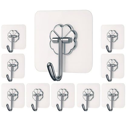 🪝 PVC Transparent Wall Hooks (Pack of 20) | Heavy-Duty Adhesive Hooks for Home & Kitchen – No Drilling Required