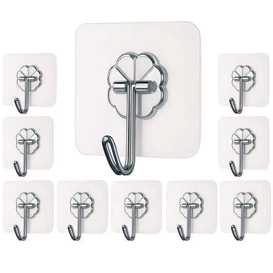 🪝 PVC Transparent Wall Hooks (Pack of 20) | Heavy-Duty Adhesive Hooks for Home & Kitchen – No Drilling Required