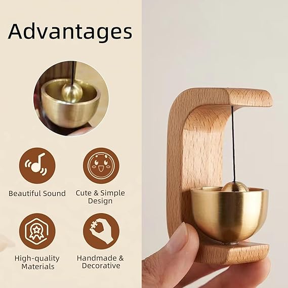🛎️ Wooden Magnetic Door Bell Chime – Classic Entry Alert with Brass Sound