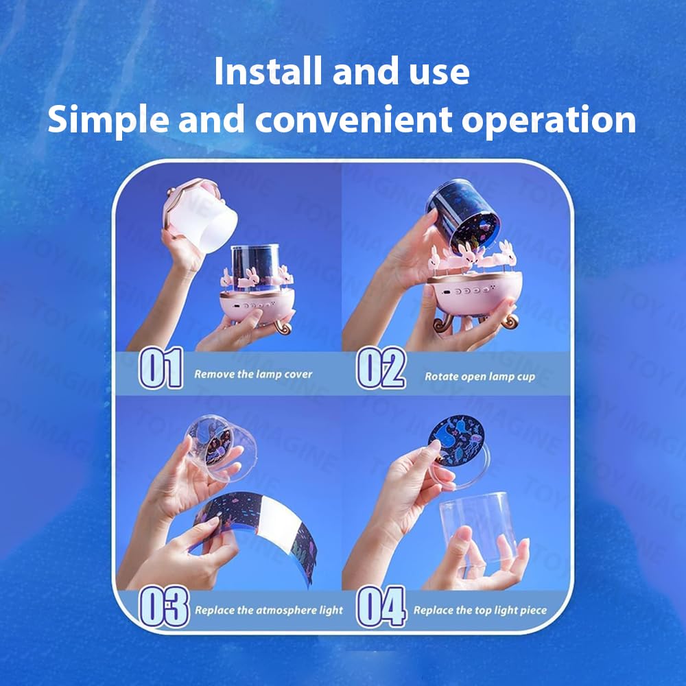 🌟 Toy Imagine 360° Rotating Rabbit Sky Night Projector Lamp – Magical Lights for Kids