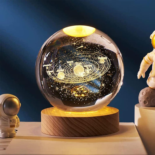 🌟 3D Crystal Ball Night Lamp – Elegant LED Glow with Wooden Base