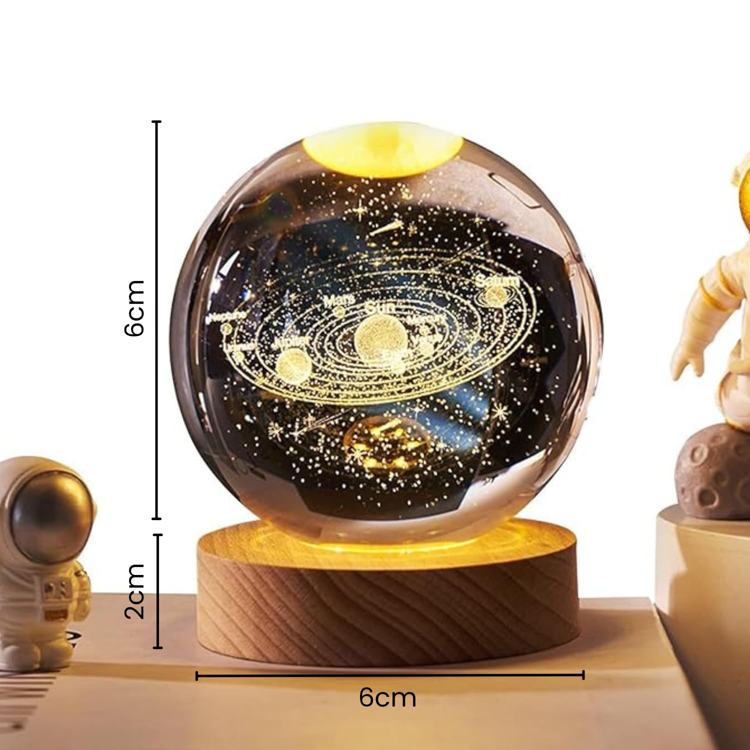 🌟 3D Crystal Ball Night Lamp – Elegant LED Glow with Wooden Base
