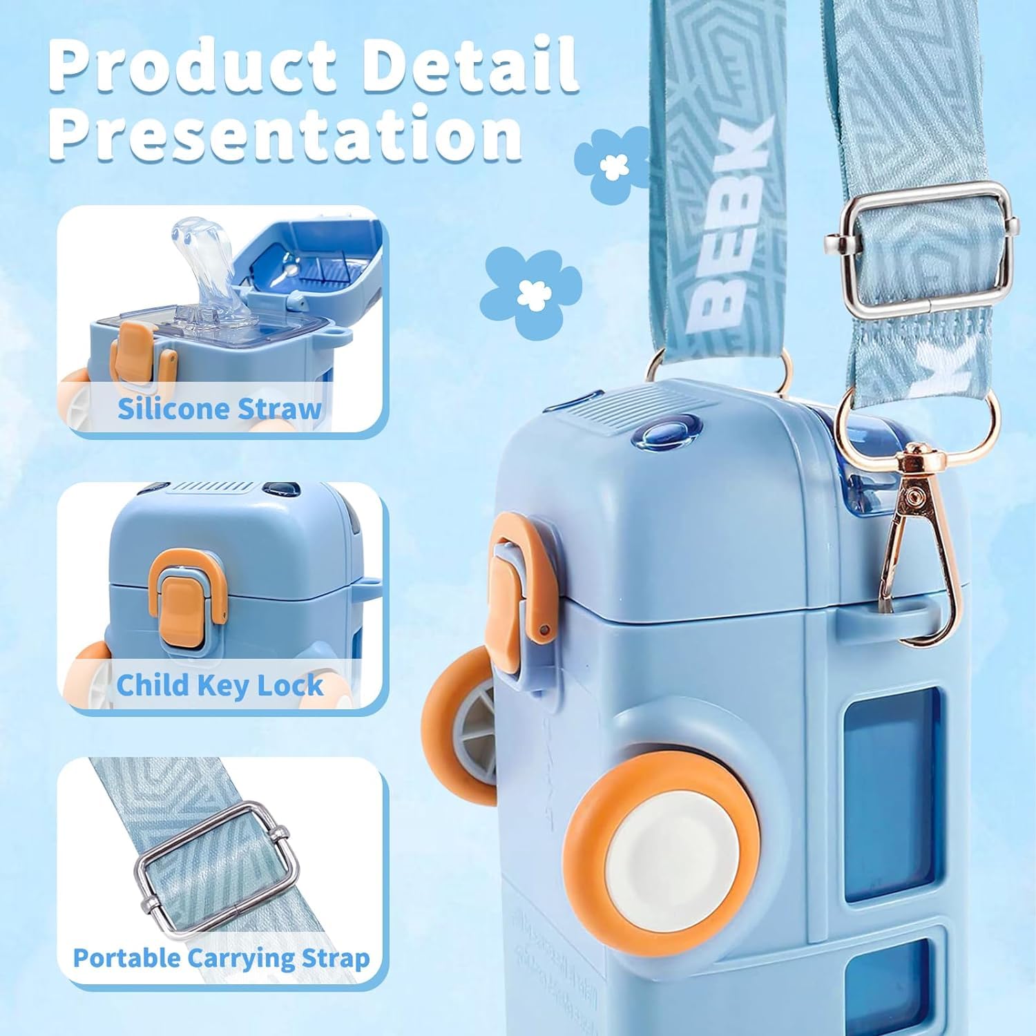 Kids’ Cartoon Bus Water Bottle for School, Sports, and Travel - Leak-Proof, BPA-Free, Easy to Clean