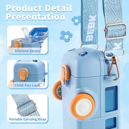 Kids’ Cartoon Bus Water Bottle for School, Sports, and Travel - Leak-Proof, BPA-Free, Easy to Clean