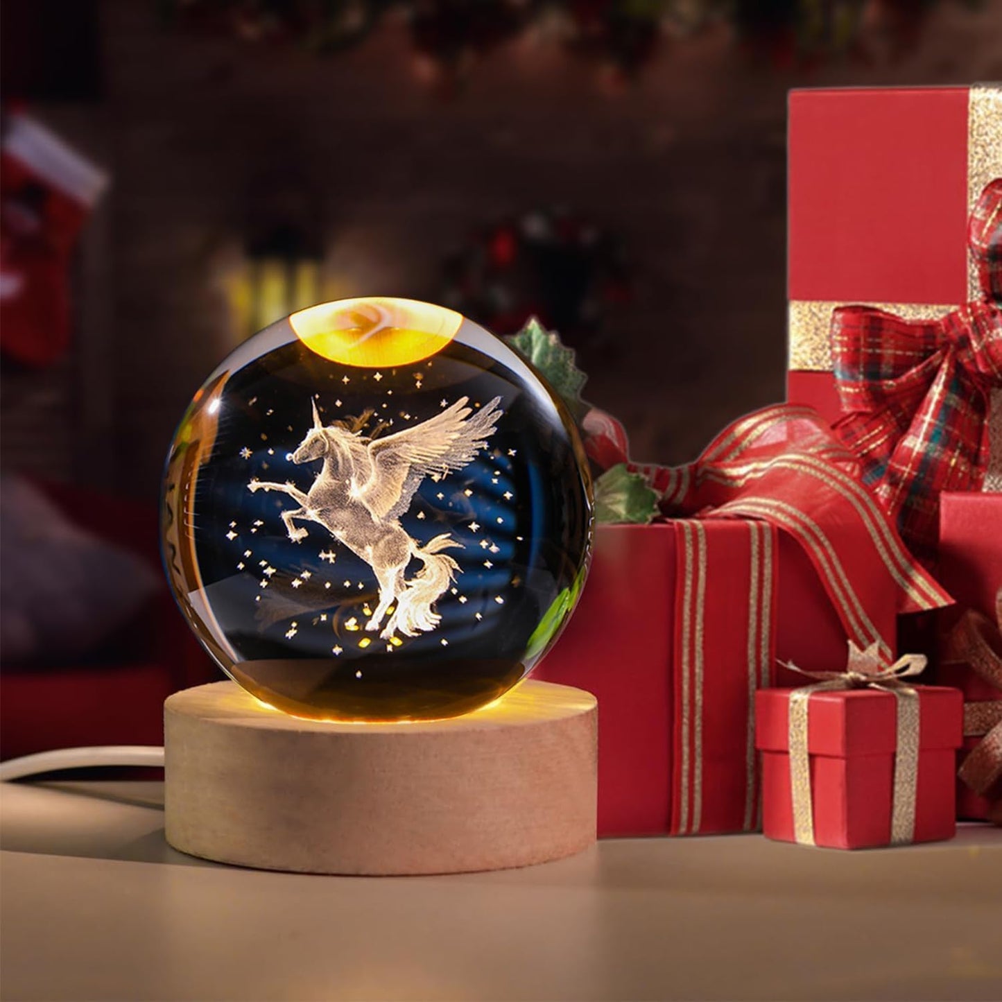 🐎 3D Horse Crystal Ball Light | Premium Night Lamp & Gift Piece