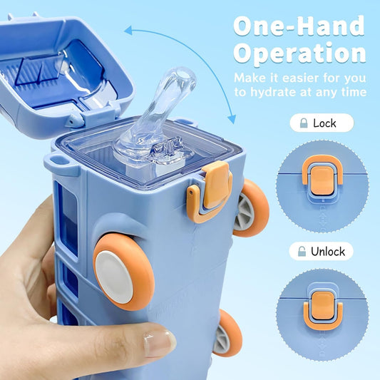 Kids’ Cartoon Bus Water Bottle for School, Sports, and Travel - Leak-Proof, BPA-Free, Easy to Clean