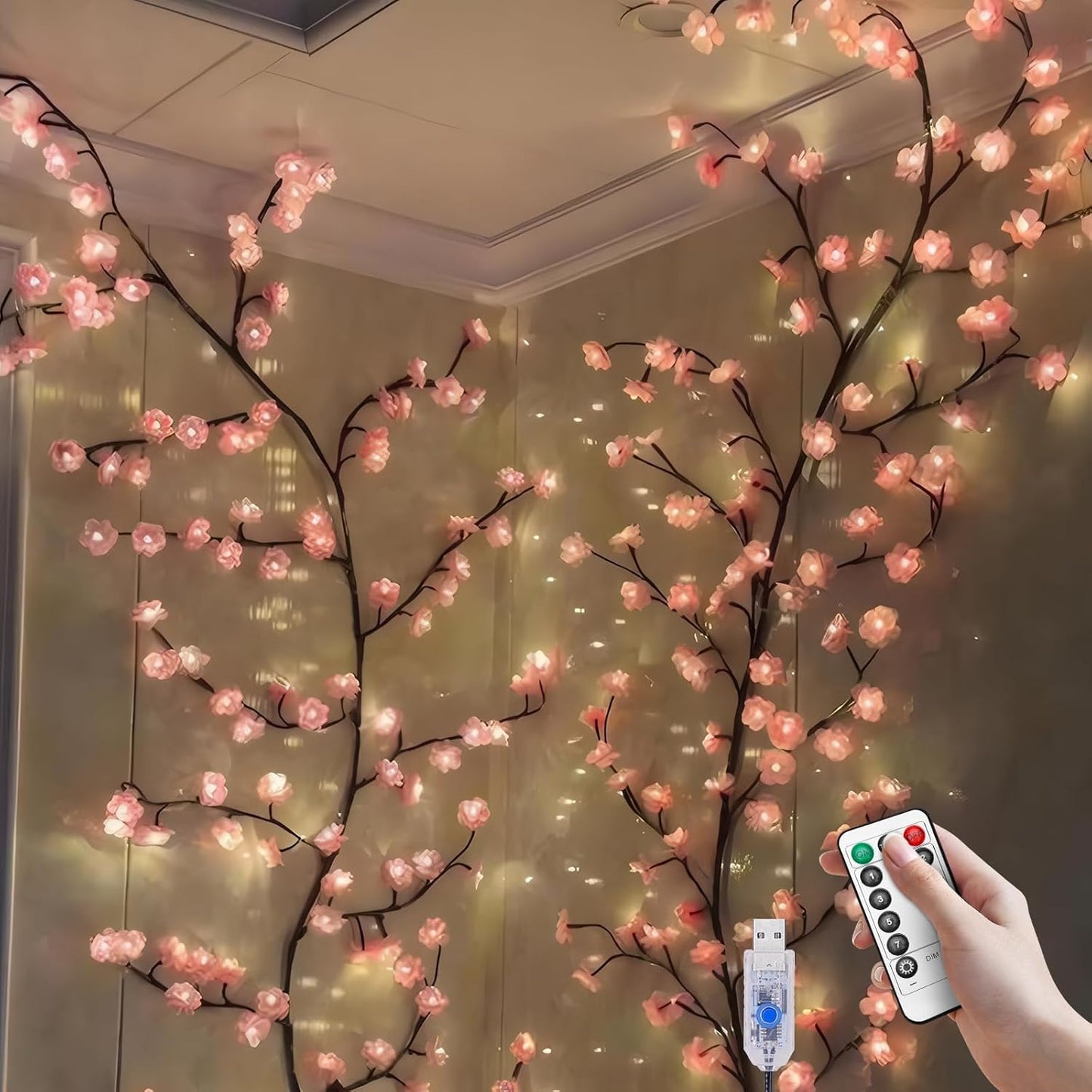 🌸 Cherry Blossom LED Vine Light | Romantic Decorative Wall Lamp