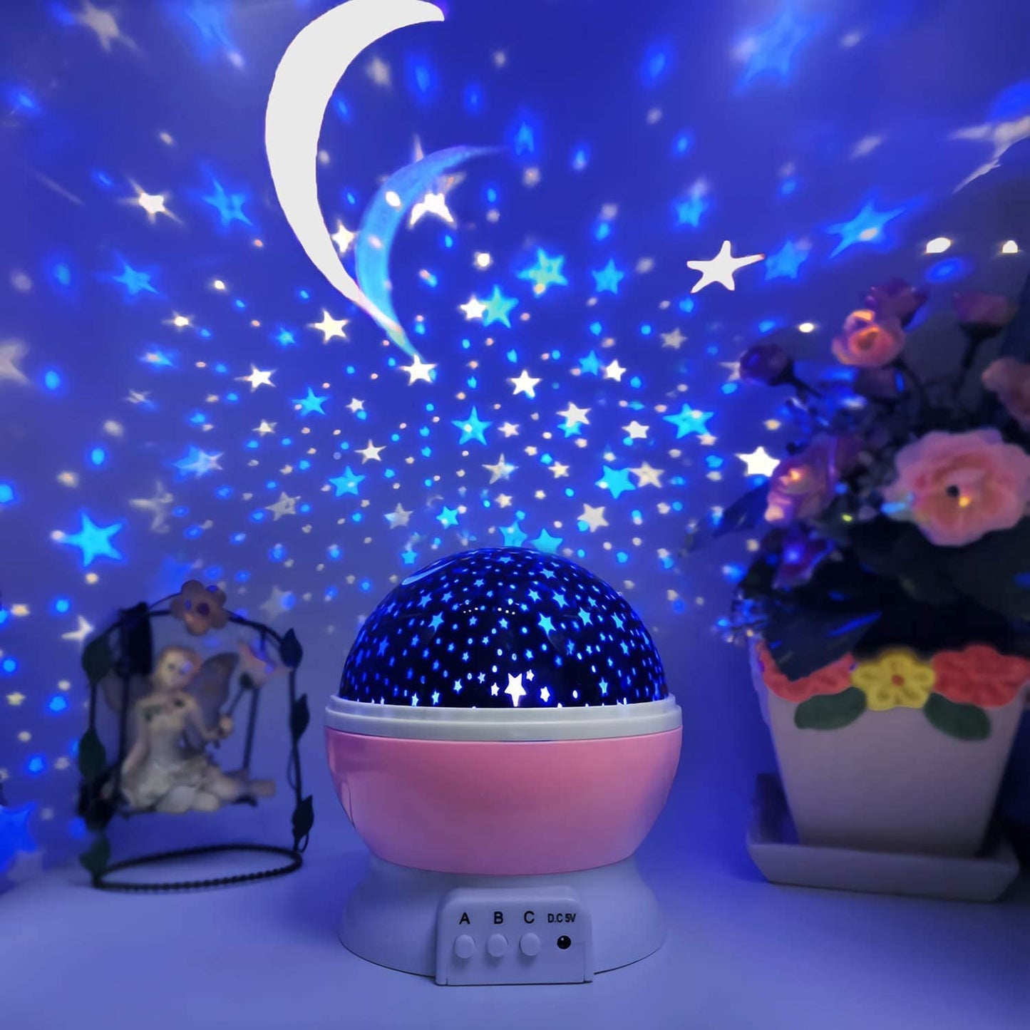 🌌 Plastic Star Master Galaxy Night Projector Lamp | 360° Rotating LED Night Light for Kids, Bedroom & Home Décor