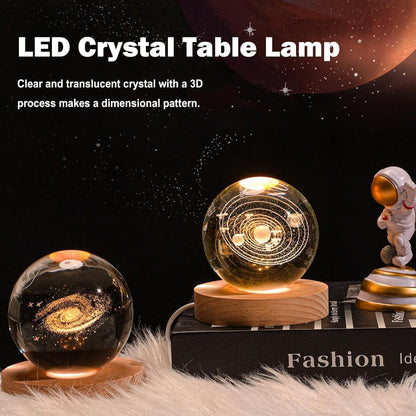🌟 3D Crystal Ball Night Lamp – Elegant LED Glow with Wooden Base