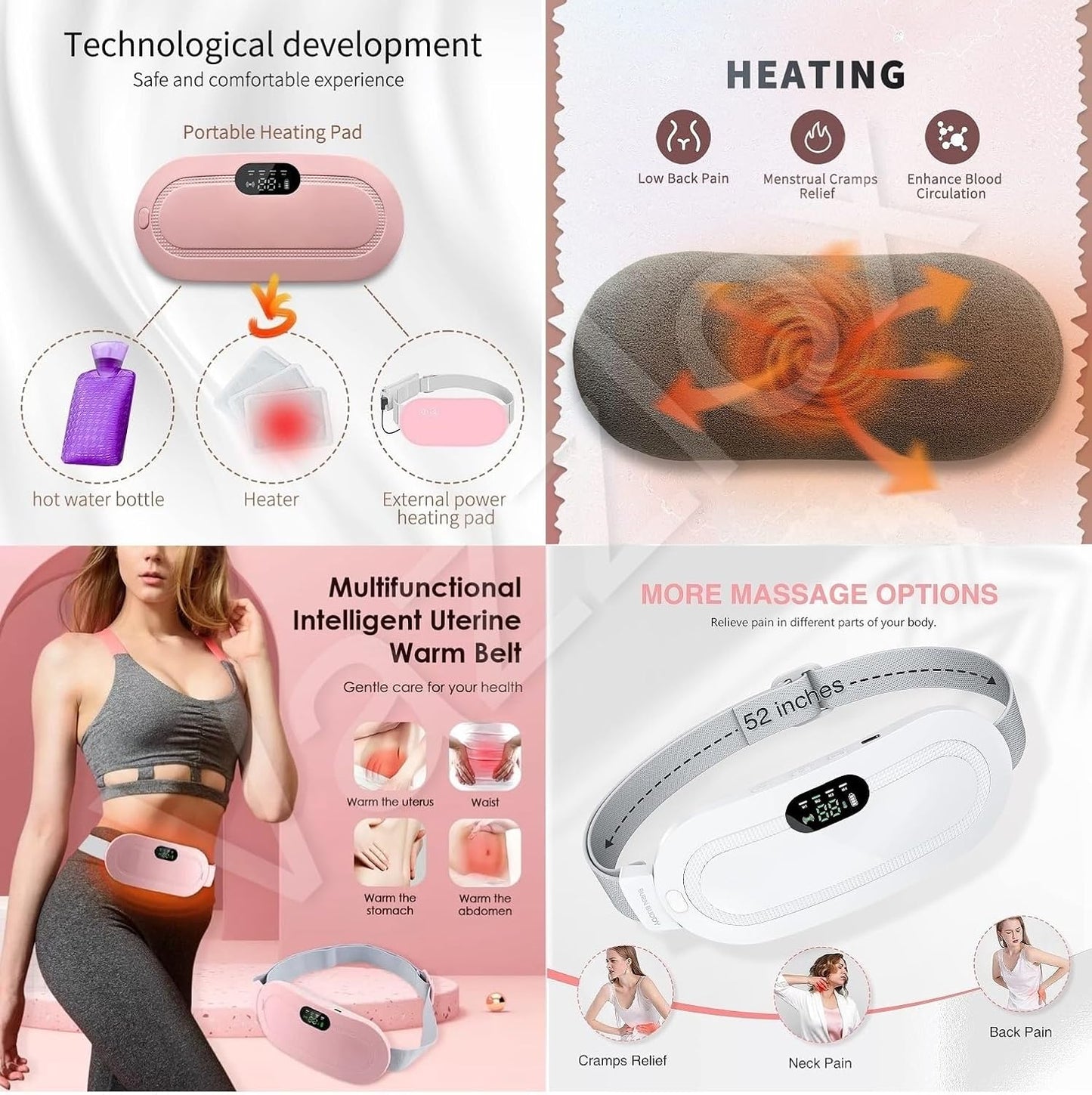 🌸 Menstrual Heating Pad Massager | Fast Relief for Period Cramps