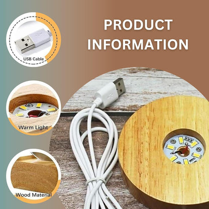 🌟 3D Crystal Ball Night Lamp – Elegant LED Glow with Wooden Base