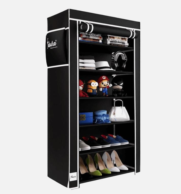 6 Rack Collapsible Wardrobe Cabinet & Shoe Rack – Compact Storage Organizer