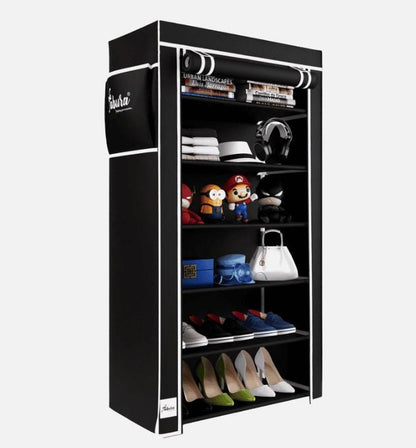 6 Rack Collapsible Wardrobe Cabinet & Shoe Rack – Compact Storage Organizer