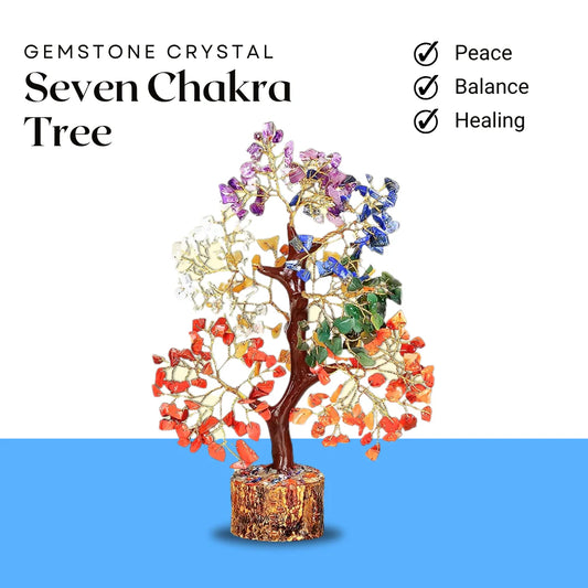 ✨ Glow-in-the-Dark 7 Chakra Crystal Tree(With Certificate) - |300 Beads | Handcrafted Spiritual Decor ✨