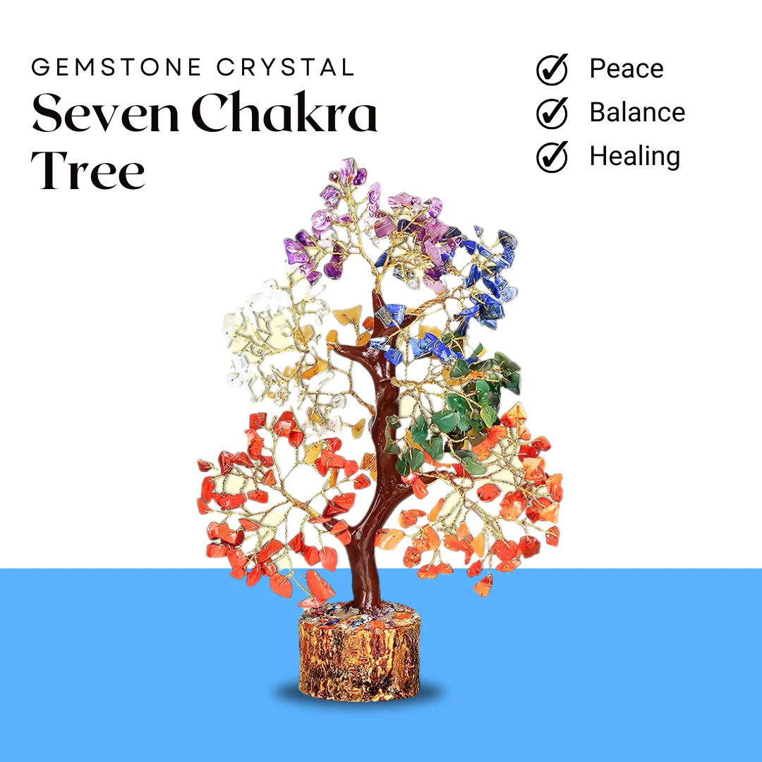 ✨ Glow-in-the-Dark 7 Chakra Crystal Tree(With Certificate) - |300 Beads | Handcrafted Spiritual Decor ✨
