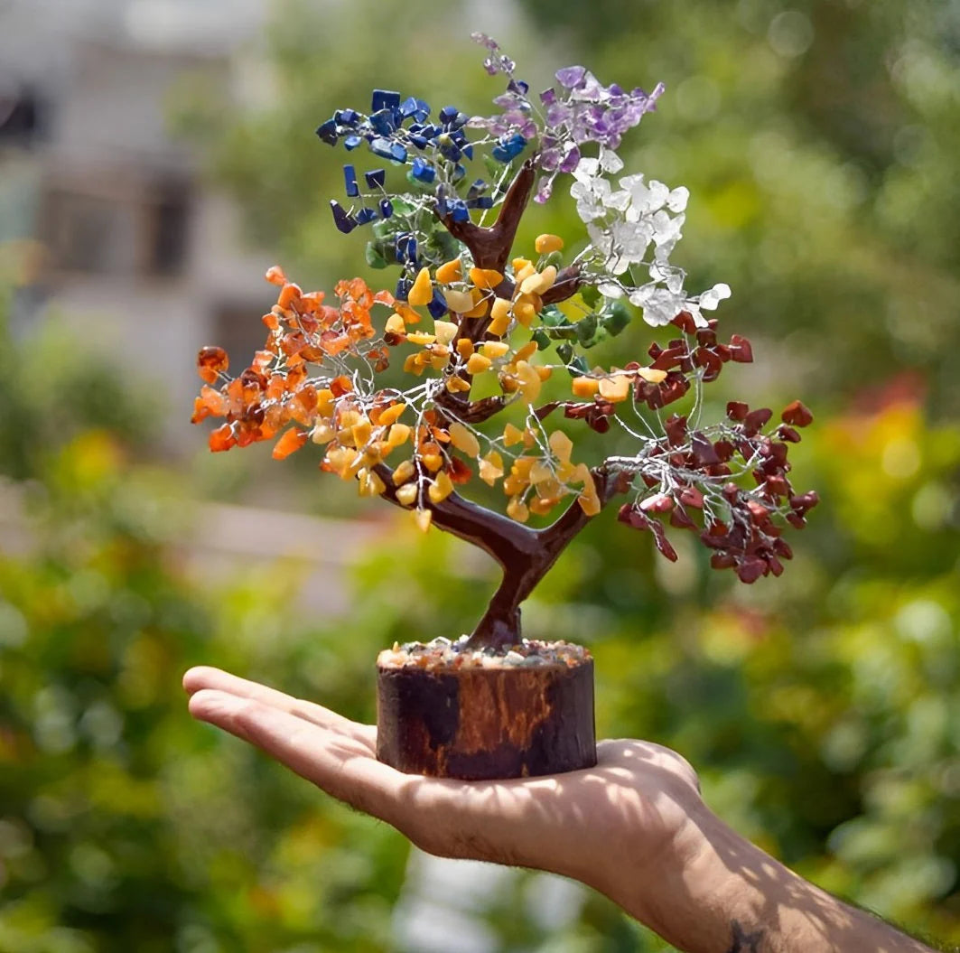 ✨ Glow-in-the-Dark 7 Chakra Crystal Tree(With Certificate) - |300 Beads | Handcrafted Spiritual Decor ✨