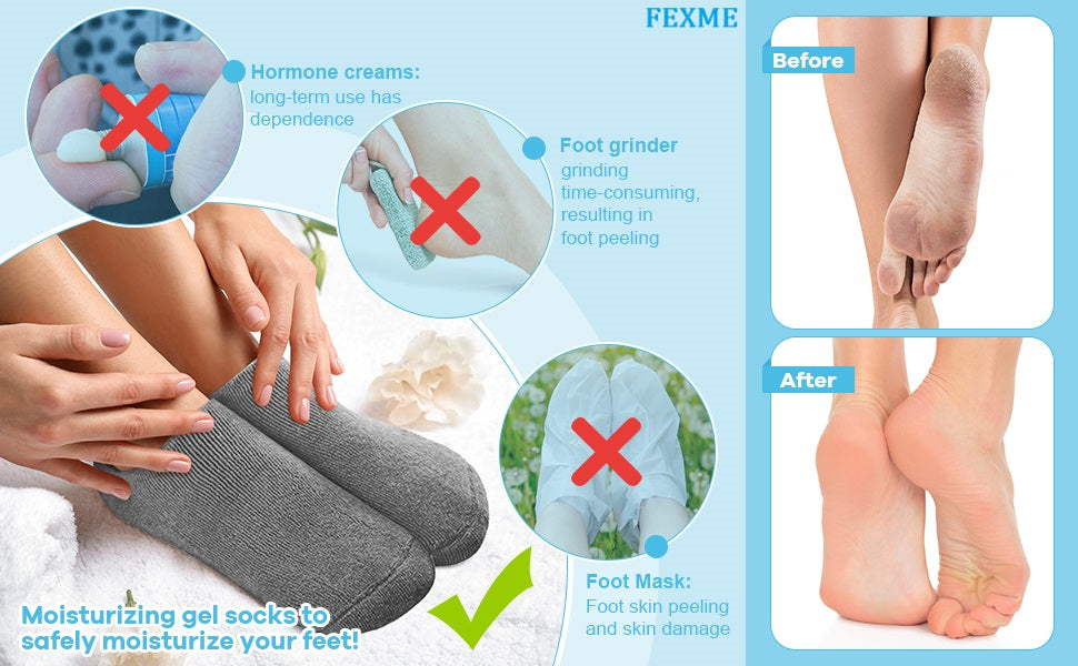 🦶 Silicone Spa Gel Socks for Women & Men | Crack Heel Repair & Deep Foot Hydration Socks with Vitamin E & Essential Oils (Multicolour, 1 Pair)
